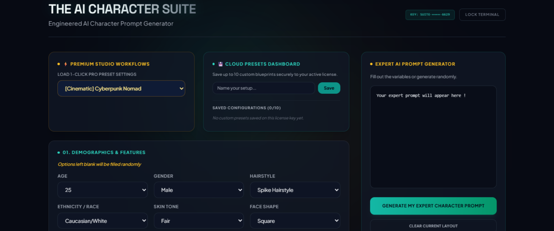 AI Character Suite Interface Preview